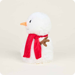 Warmies Red Scarf Snowman plush stuffed animal with orange carrot nose and twig arms