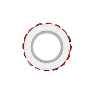 Brighton Spectrum Bead with white center and decorative red scalloped edge design