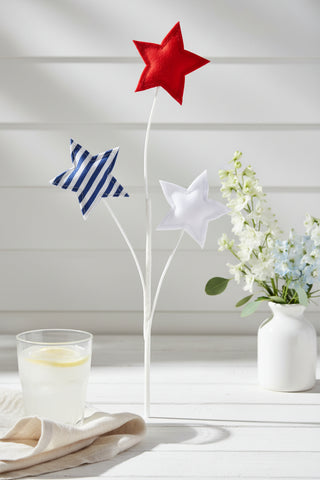 Decorative garden stake with red, white, and blue stars 
