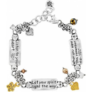 Brighton Remember Your Heart silver and gold charm bracelet with inspirational engraved message plates