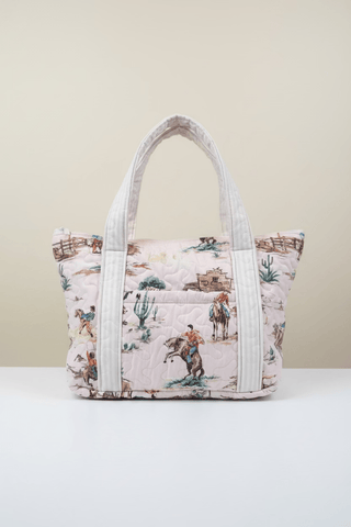 Retro Cowboy Pink Zipper Tote