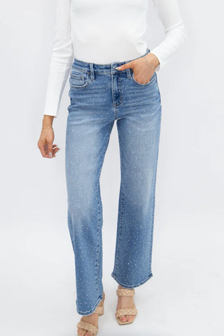Rhinestone Straight Leg Jeans