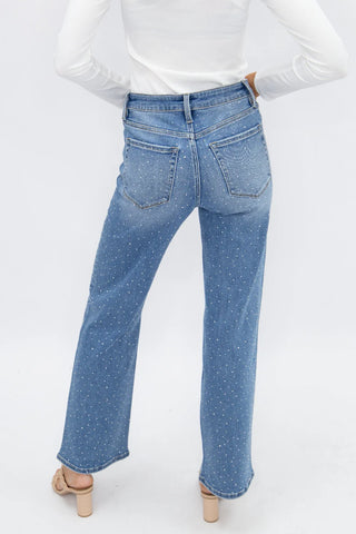 Rhinestone Straight Leg Jeans
