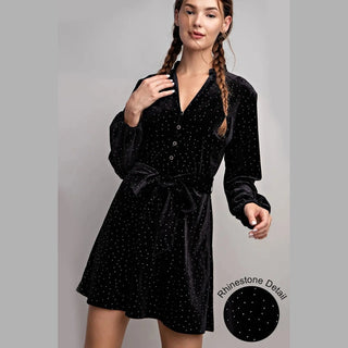 Eesome Women's Dresses Rhinestone Tie Waist Dress