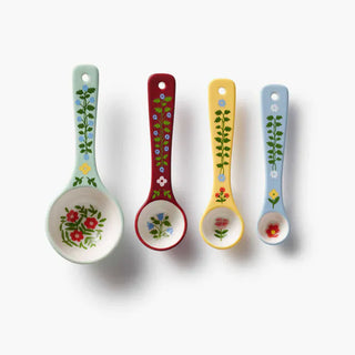 Four colorful ceramic measuring spoons