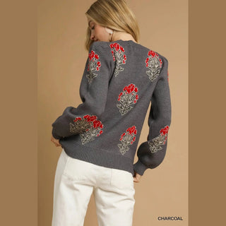 Umgee Women's Tops Rose Sweater