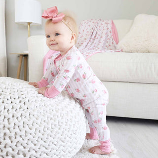 Caden Lane Baby Footies Rosy & Cozy Convertible Zip Romper