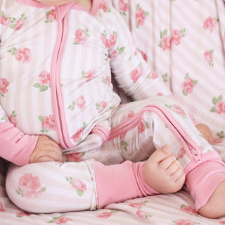Caden Lane Baby Footies Rosy & Cozy Convertible Zip Romper