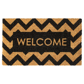 RugSmith Home Decor RugSmith Black Herringbone Welcome Doormat, 18" x 30"