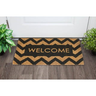 RugSmith Home Decor RugSmith Black Herringbone Welcome Doormat, 18" x 30"