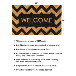 RugSmith Home Decor RugSmith Black Herringbone Welcome Doormat, 18" x 30"