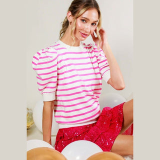 Vine & Love Women’s Tops S/S Striped Sweater Top