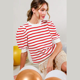 Vine & Love Women’s Tops S/S Striped Sweater Top