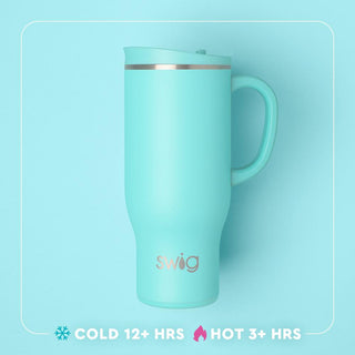 Swig 24oz aqua mint insulated travel mug with handle and lid
