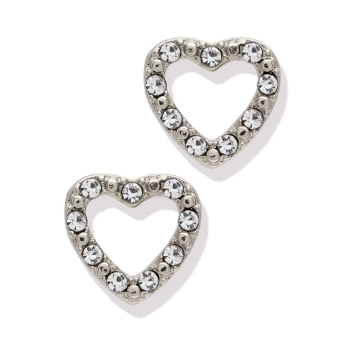 SILVER CRYSTAL HEART STUD EARRINGS