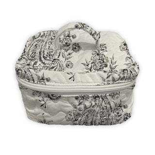 Ida Mae Home Cosmetic Bag Saddle Paisley Black Quilted Travel Case