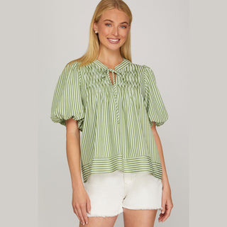 She + Sky Women's Tops Sage Woven Top