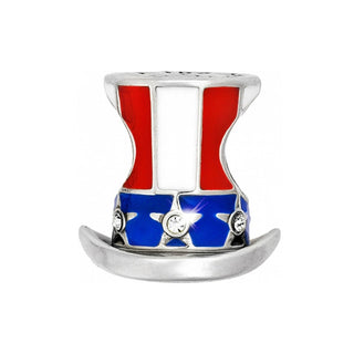 Brighton Sam's Hat bead with patriotic red, white, and blue enamel design and crystal accents
