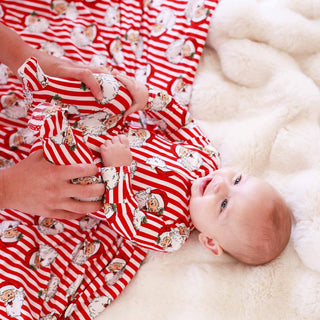 Caden Lane Christmas Clothing Santa Claus Lane Zipper Footie