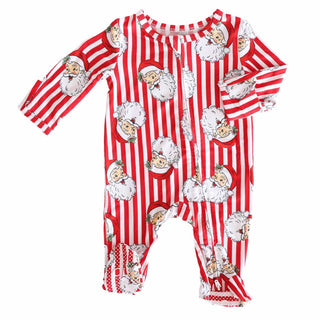 Caden Lane Christmas Clothing Santa Claus Lane Zipper Footie
