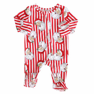 Caden Lane Christmas Clothing Santa Claus Lane Zipper Footie