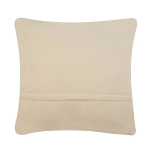 Back view of cream beige pillow cover with envelope closure opening, plain velvet backing