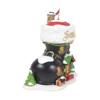 Department 56 Santa's Boot Shop Christmas village building with snow-covered boot design