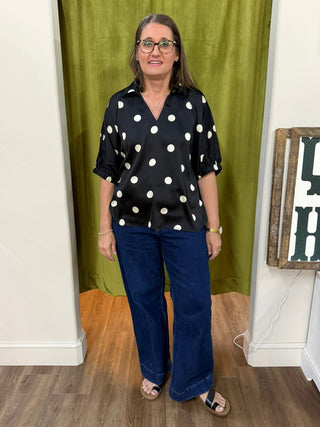 Satin Polka Dot Top