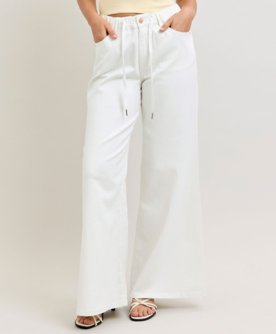 Judy Blue White Palazzo Pants