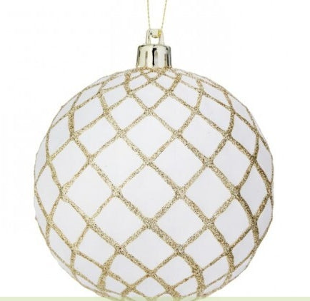 White & Gold Ball Ornament