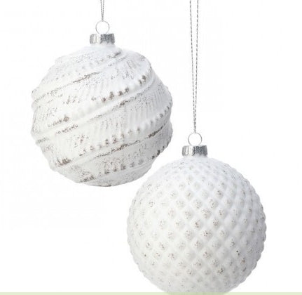 Whitewashed Ball Ornament