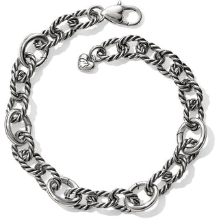 Brighton Sedona Link silver charm bracelet with twisted rope chain and lobster clasp