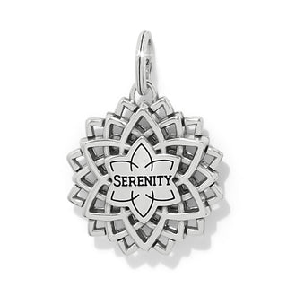 Brighton Serenity Amulet silver charm with mandala floral design and engraved text