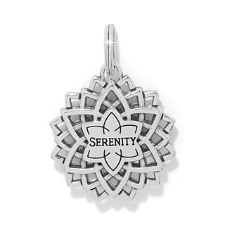 Brighton Serenity Amulet silver charm with mandala design and engraved word Serenity