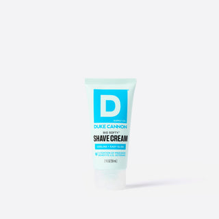 Duke Cannon Big Softy Shave Cream travel size 2 oz tube in mint and cyan packaging