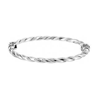 Brighton Shimmer Hinged Bangle in silver with twisted rope design and decorative end caps