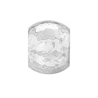 Brighton clear glass cylindrical shine bead with textured surface on white background