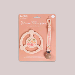 silicone teether ring cherry cute
