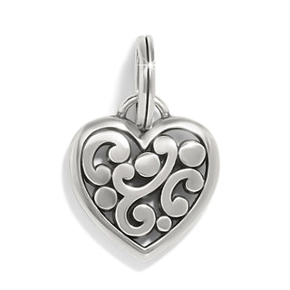 Brighton Contempo silver-plated heart charm with openwork filigree scroll design and polished finish