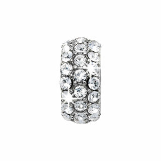 Brighton Glitter Spacer charm bead covered in clear crystal rhinestones on silver metal