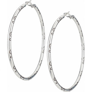 Brighton Grande Hoop Charm Earrings in silver with decorative pattern detailing