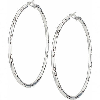 Brighton Grande Hoop Charm Earrings in silver with decorative pattern detail
