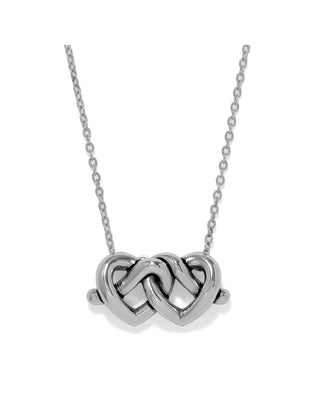 Brighton silver interlocking linked hearts pendant necklace on delicate cable chain