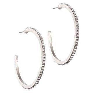 Laura Janelle Women’s Earrings Silver Large Crystal Hoop Earrings