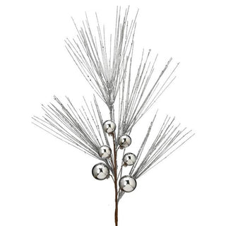 Regency Christmas Picks Silver Pine with Balls Spray