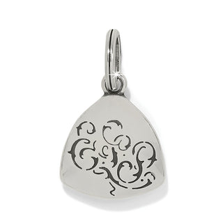 Brighton Estella Amulet silver-plated triangular charm with darkened filigree engraving and crystal detail