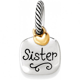 Brighton Sister charm pendant with silver rope chain and gold accent heart