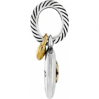 Brighton Sister Sister Charm in silver with gold accent rings and twisted rope design