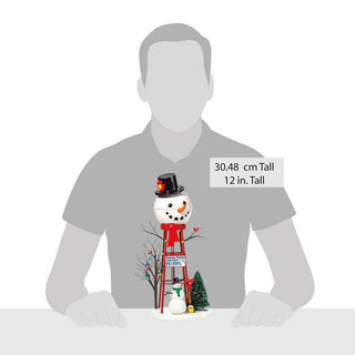 Department 56 Snowman Watertower collectible figurine with snowman head, red ladder structure and winter scene