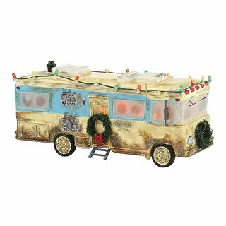 Department 56 Cousin Eddie's RV figurine decorated with Christmas lights and wreath